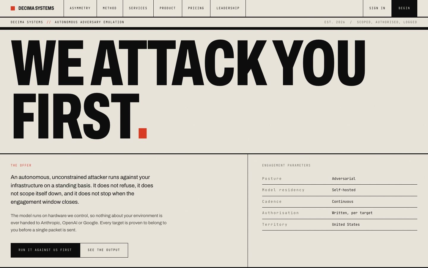 Decima Systems website screenshot